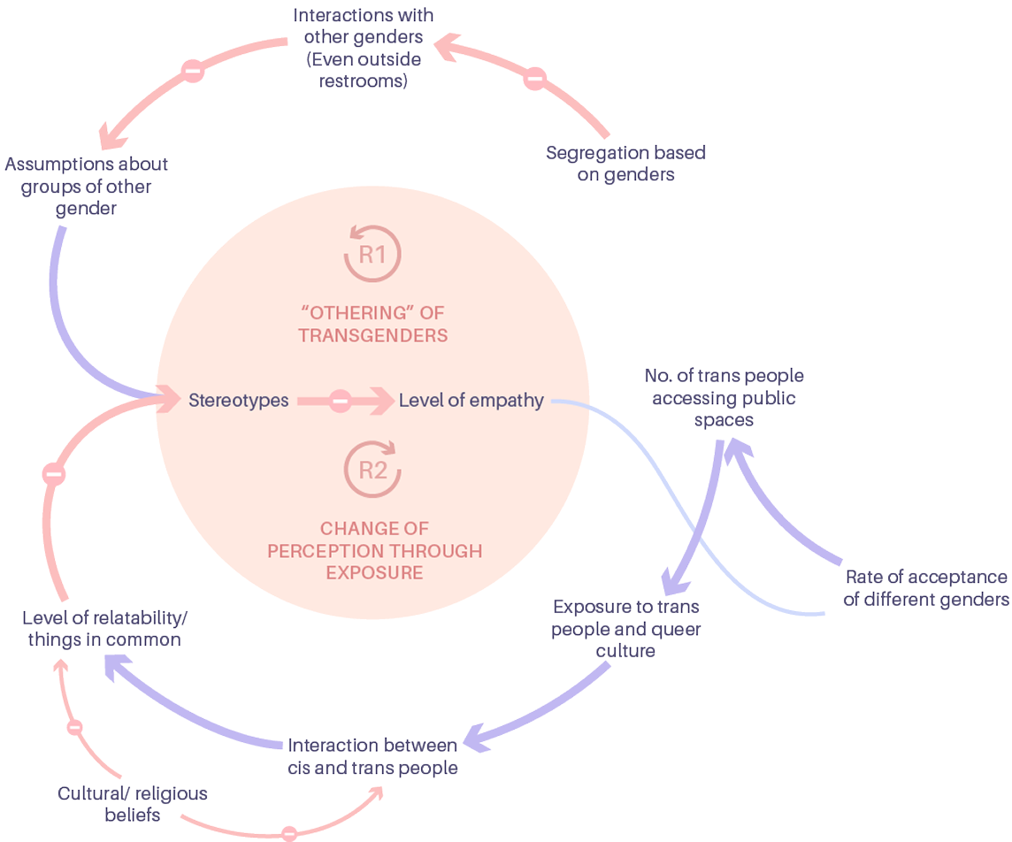 A causal loop from the systems map showing how exposure, meaningful interactions, and assumptions affect perceptions about other gender